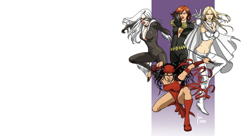 Four Female Superheroes — Purple, Dynamic