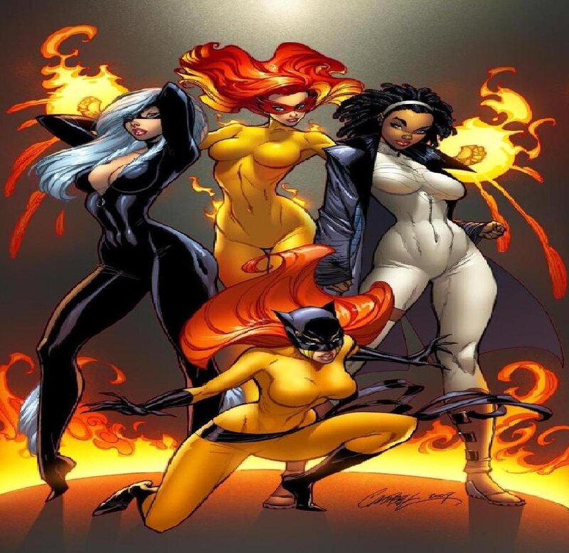 Four Female Superheroes — Yellow