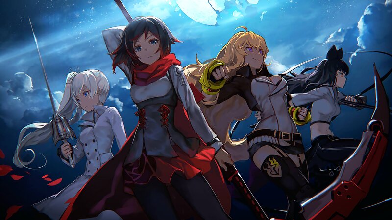 Four Female Warriors — Blue, Dramatic, Night, Anime