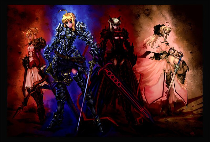 Four female warriors in fantasy armor