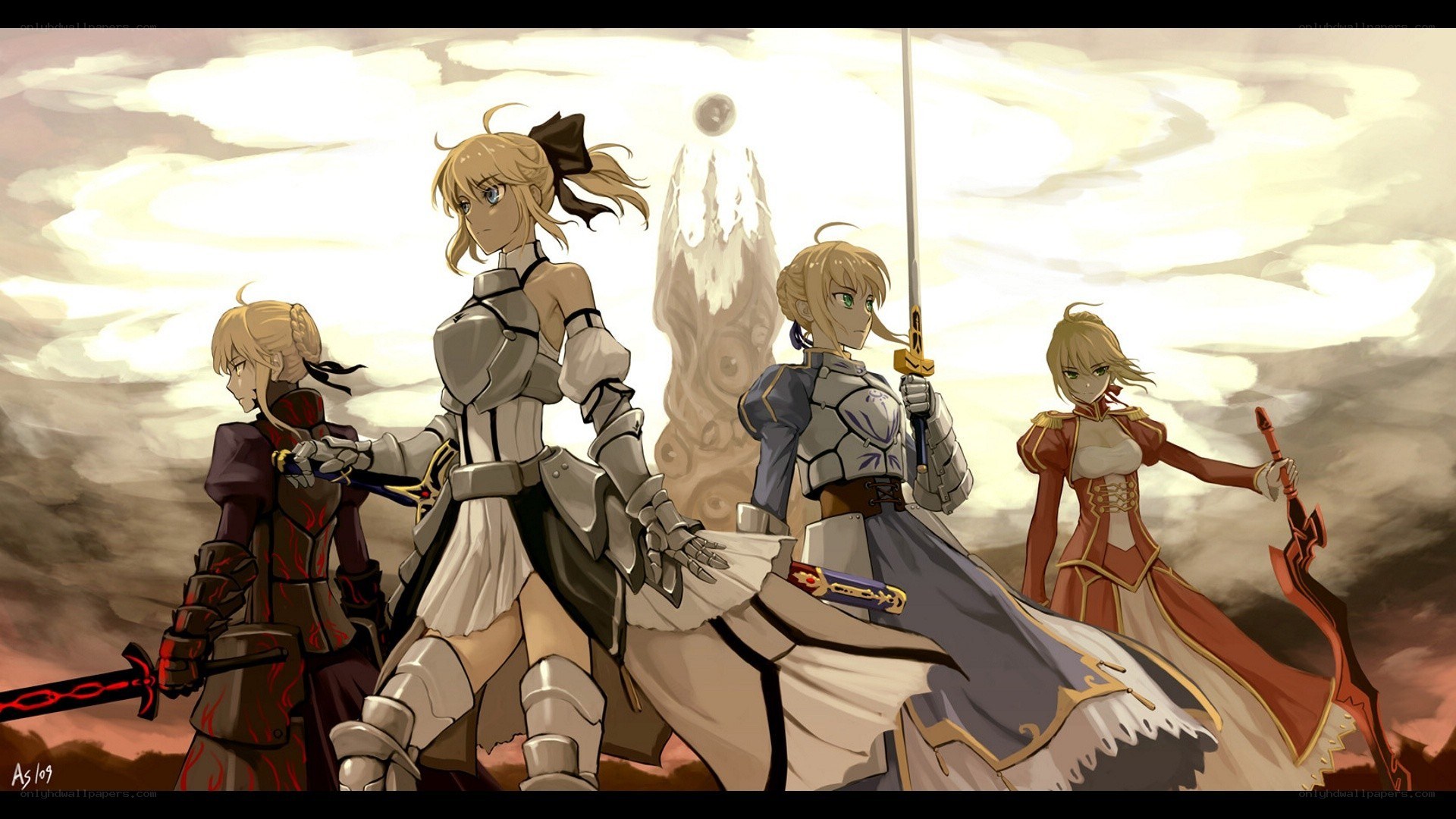 four female warriors stand together