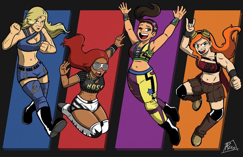Four Female Wrestlers