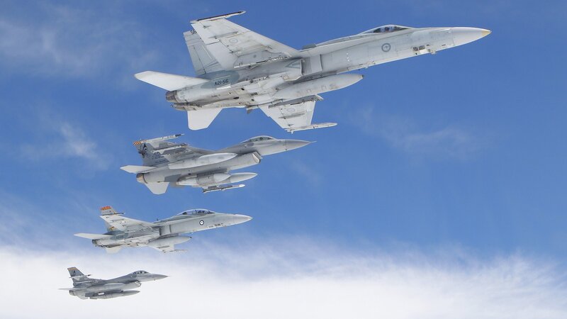 Four Fighter Jets in Formation — Aircraft