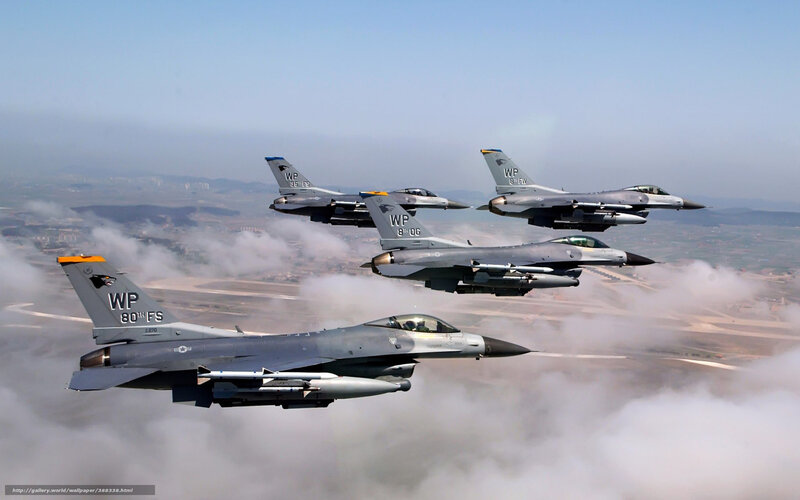 Four Fighter Jets in Formation — Gray, Dramatic, Afternoon