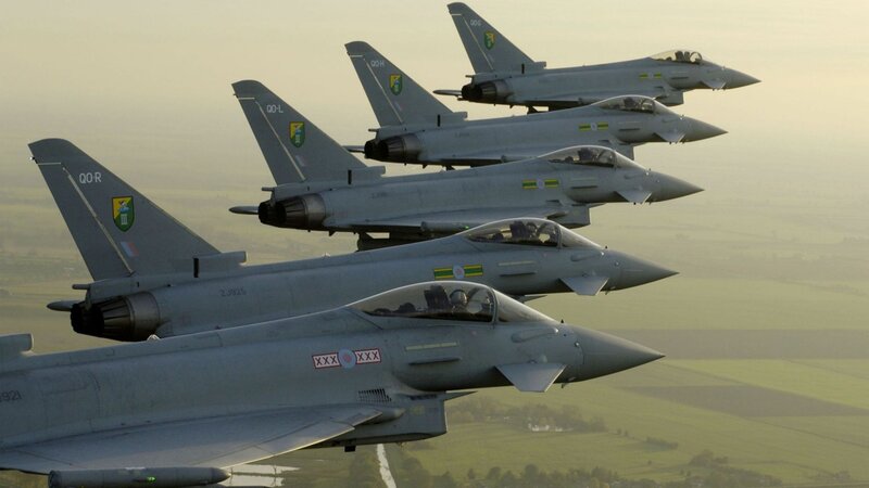 Four Fighter Jets in Formation — Gray, Dramatic, Sunset, Photograph, Aircraft