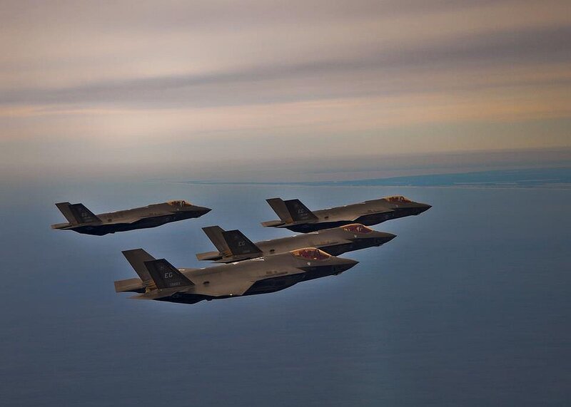 Four Fighter Jets in Formation — Gray, Dramatic, Sunset, Photograph