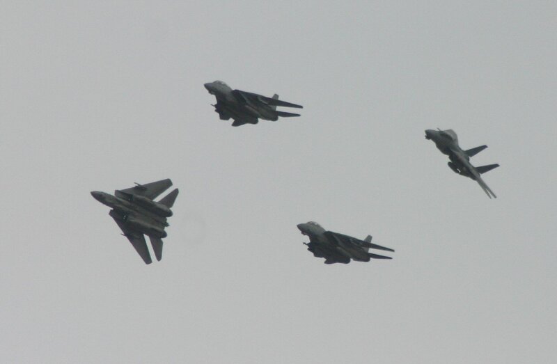 Four Fighter Jets in Formation — Gray, Neutral
