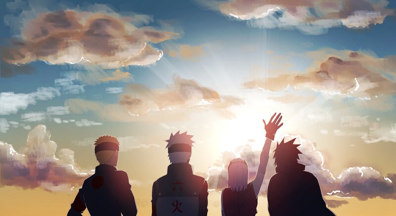 Four Figures Silhouetted