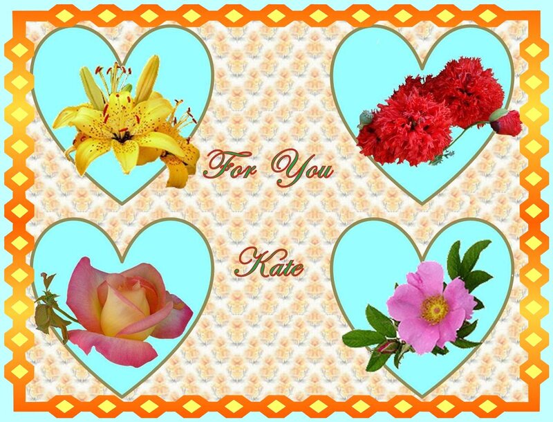 Four Flowers in Hearts