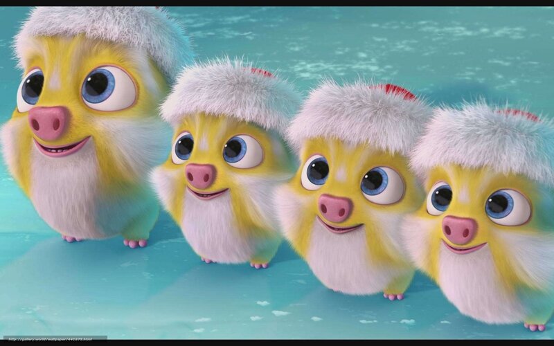 four fluffy yellow creatures