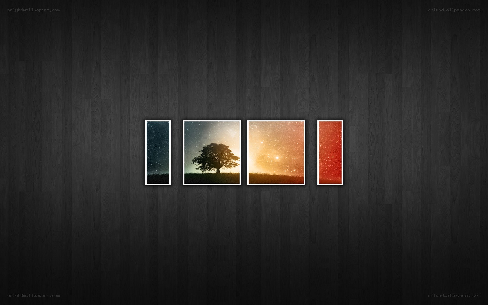 Four framed nature scenes