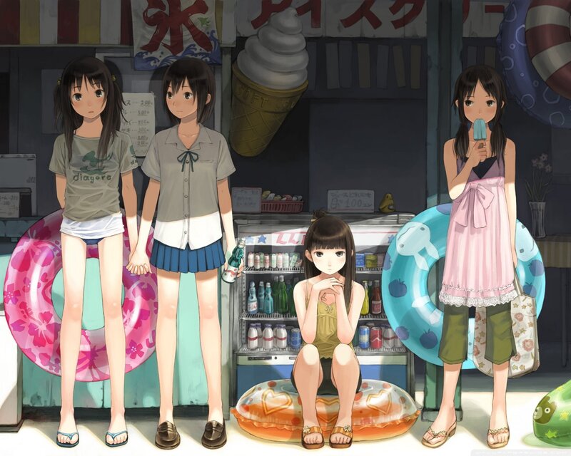 Four Girls at a Shop