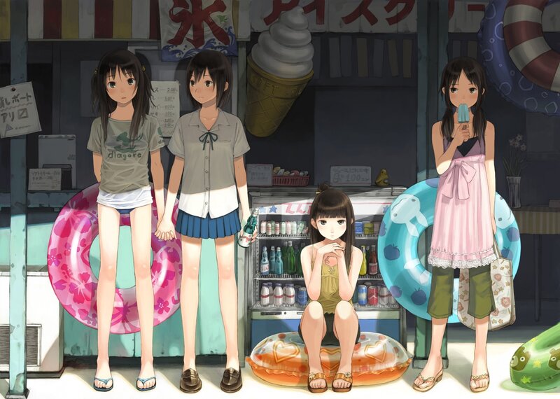 Four girls at a summer shop