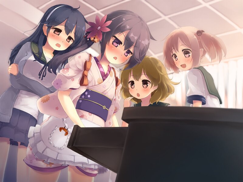 Four Girls at Piano