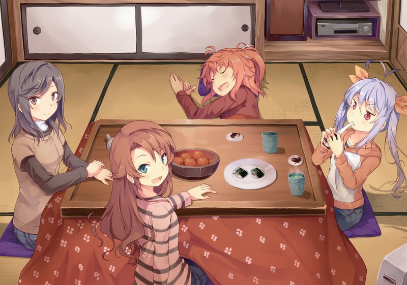 Four Girls at Table — Brown