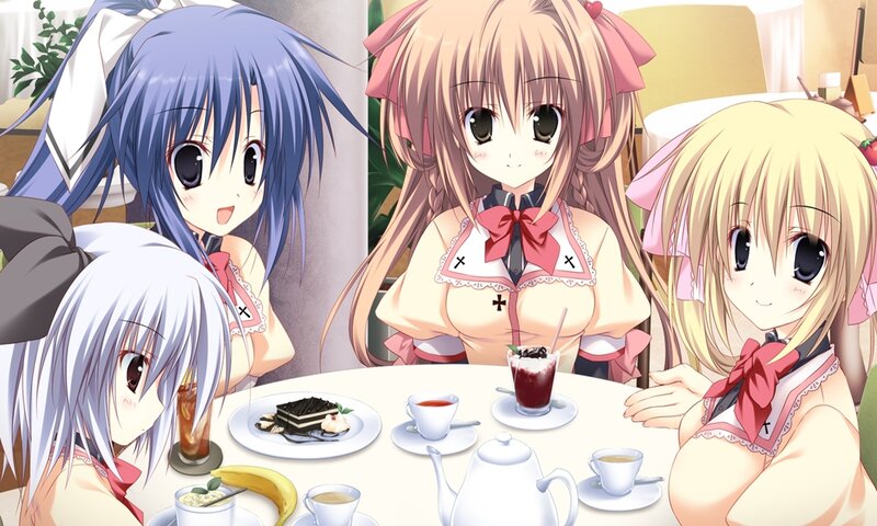 Four Girls at Tea Party — Pink, Calm