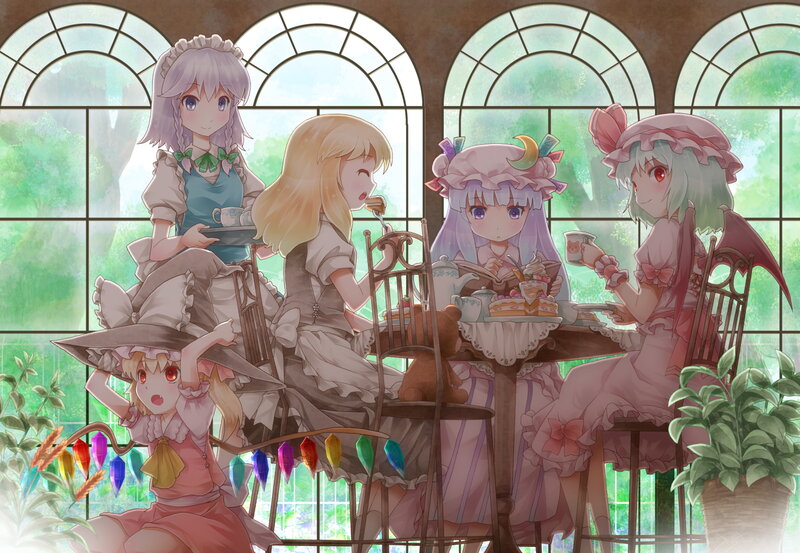 Four Girls at Tea Party — Pink