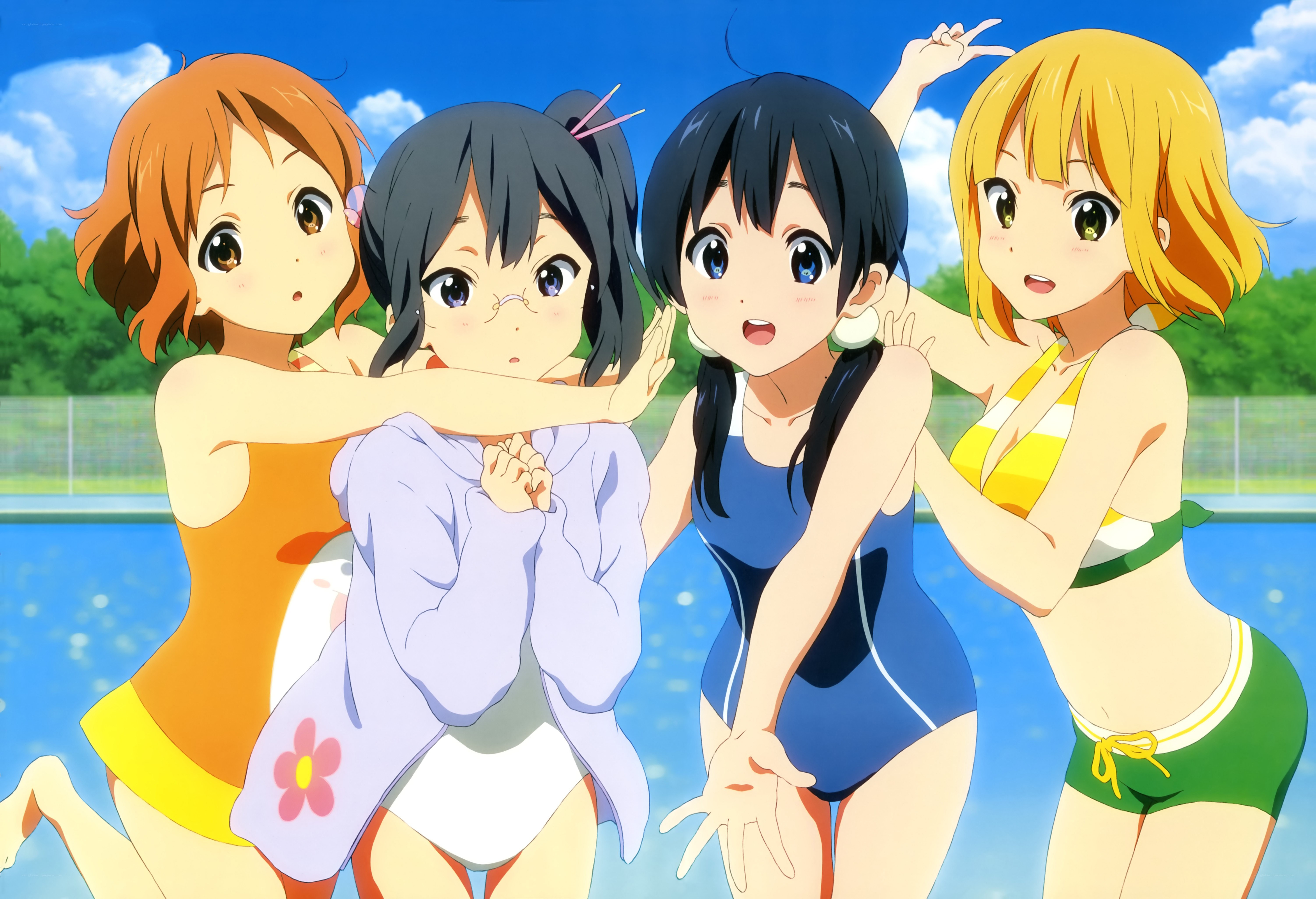 Four girls at the pool
