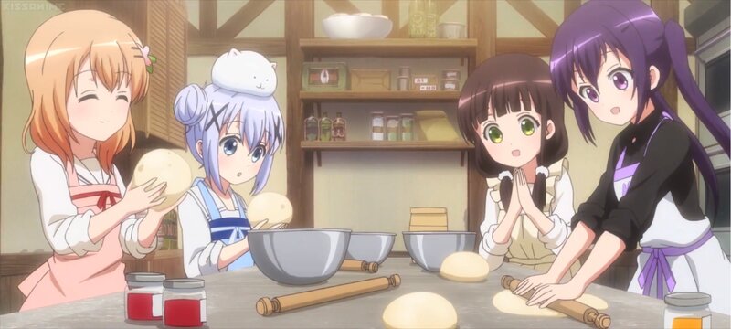 Four Girls Baking Dough