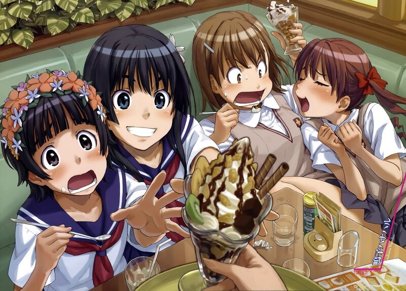 Four Girls Eating Dessert