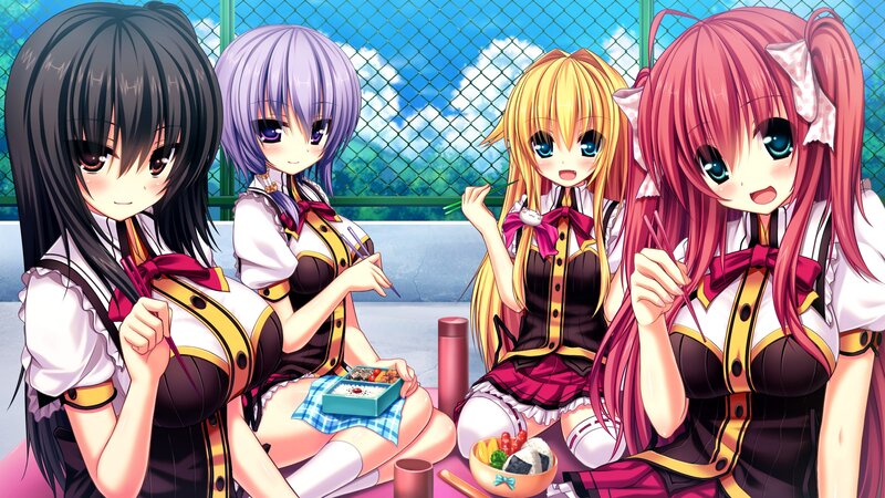 Four Girls Eating Lunch — Pink