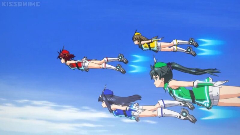 Four Girls Flying in Sky