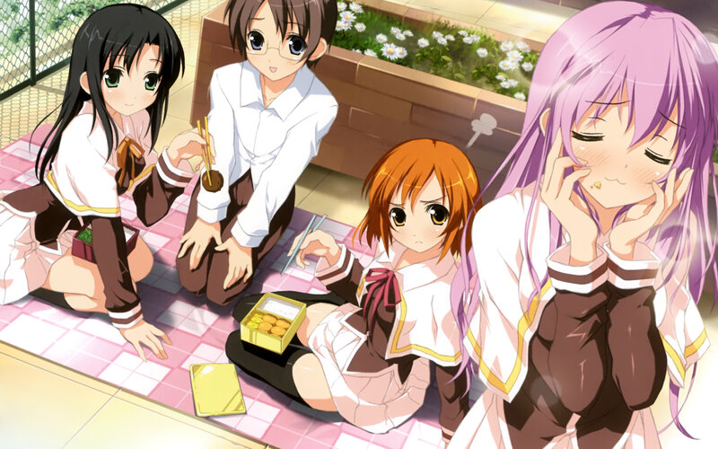 Four Girls Having Picnic — Purple