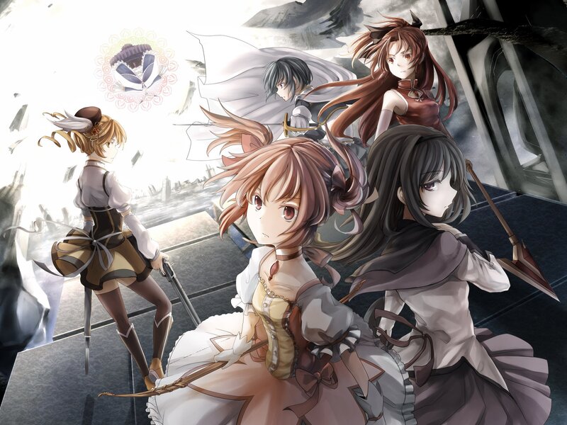 Four girls in a battle scene