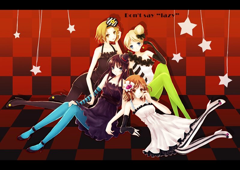 Four girls in a checkered room