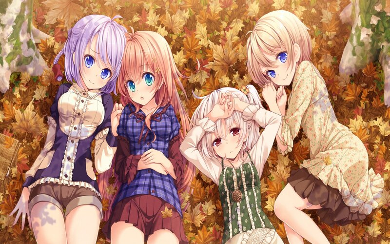 Four Girls in Autumn Leaves — Orange