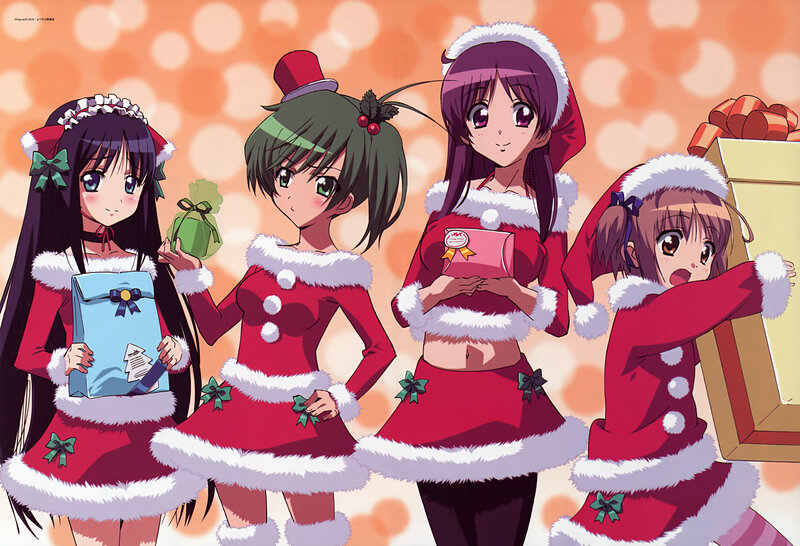 Four girls in Christmas outfits
