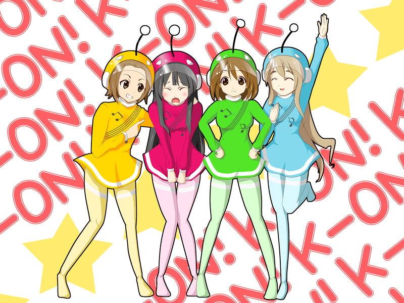Four girls in colorful outfits