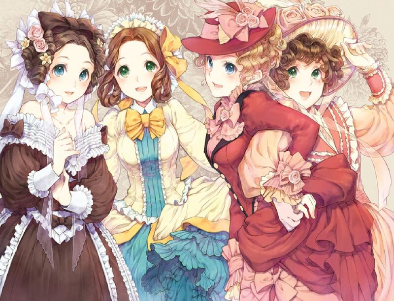 Four Girls in Dresses — Brown