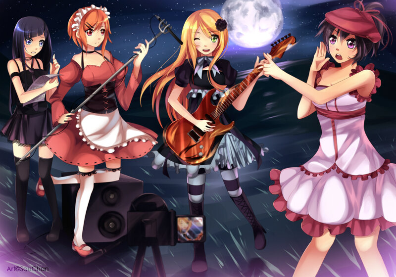 Four Girls in Dresses — Purple