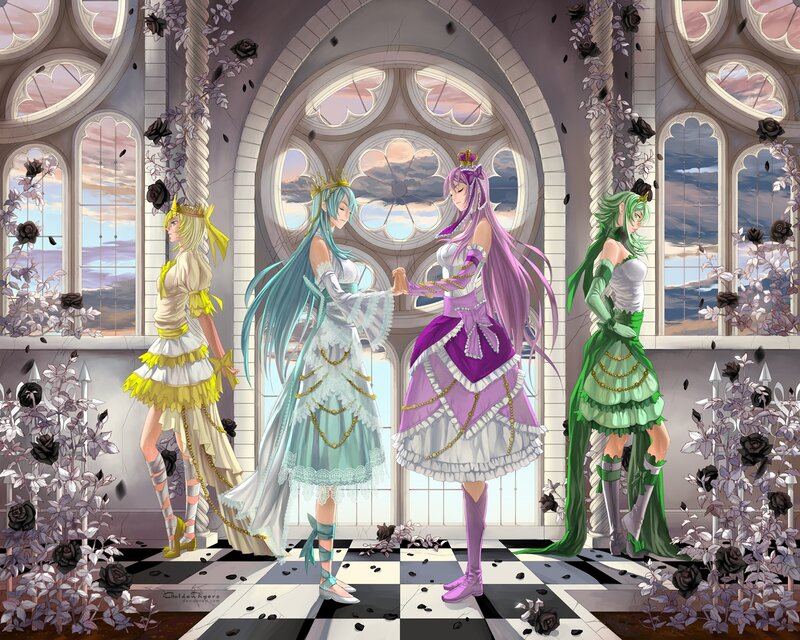 Four Girls in Dresses — White