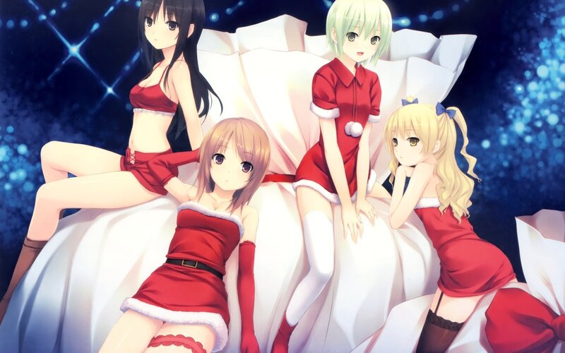 Four girls in festive outfits