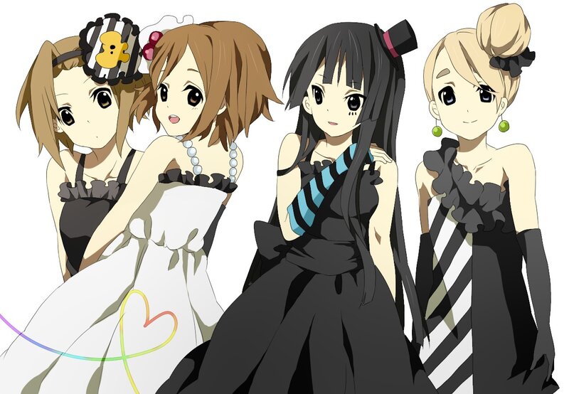Four girls in formal dresses