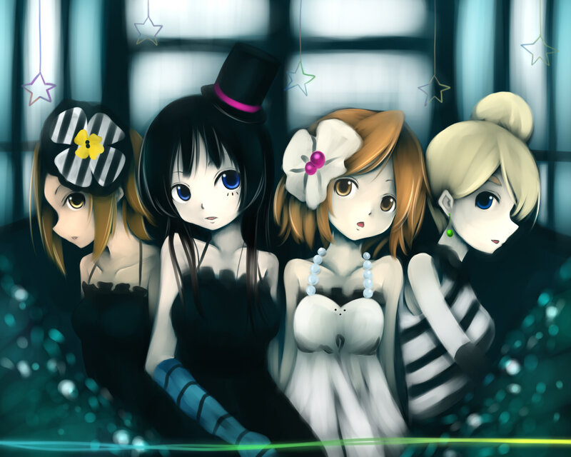 four girls in formal wear