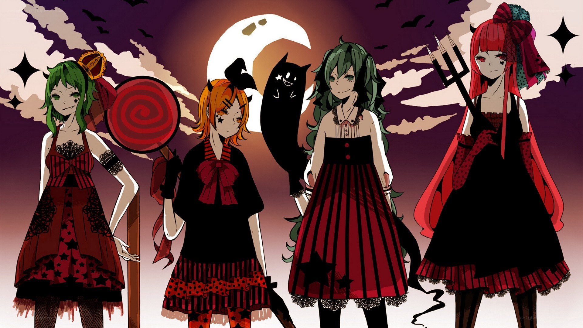 Four girls in gothic outfits