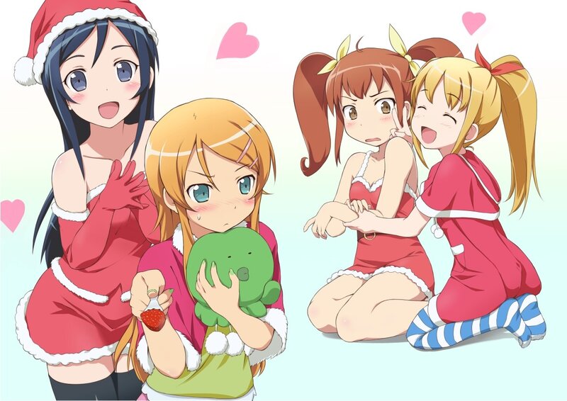 Four Girls in Holiday Outfits — Red