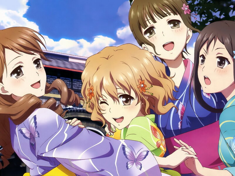 Four Girls in Kimonos — Blue