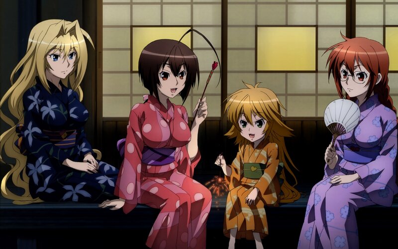 Four girls in kimonos