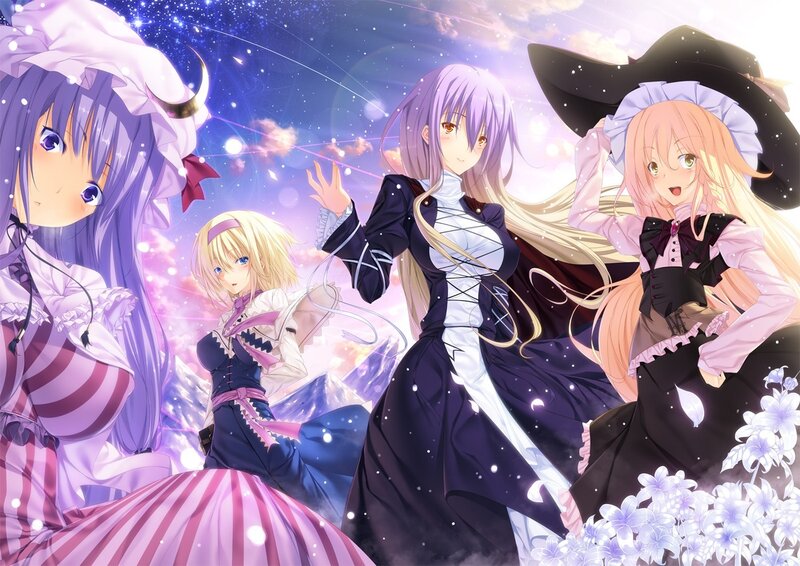 Four girls in magical dresses