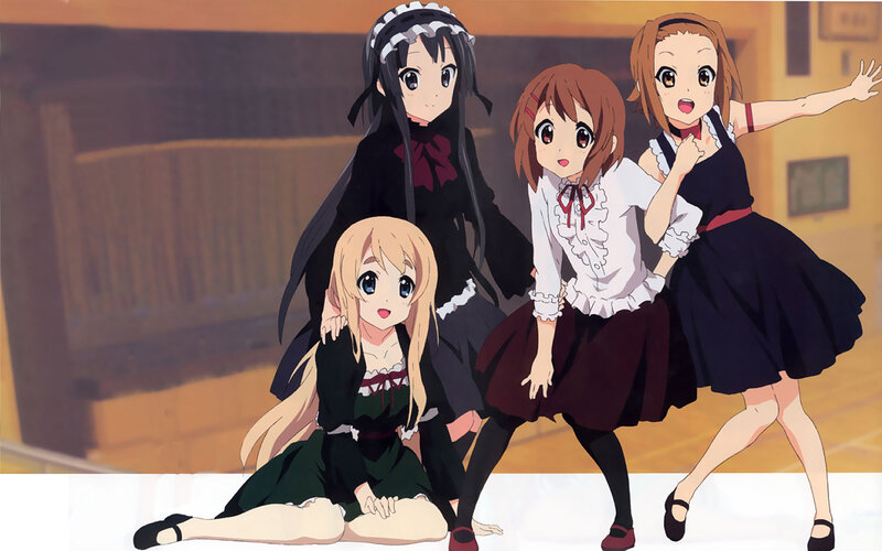 four girls in maid outfits