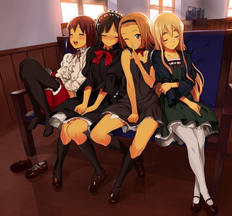four girls in maid outfits