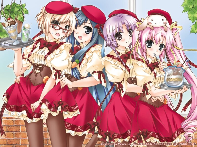 Four girls in maid outfits