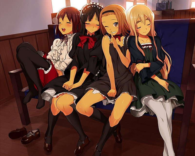 Four girls in maid outfits