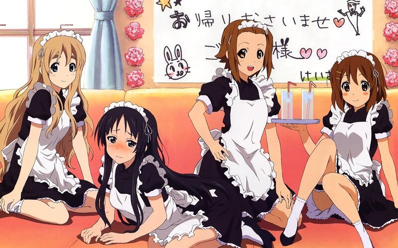 Four Girls in Maid Outfits — White