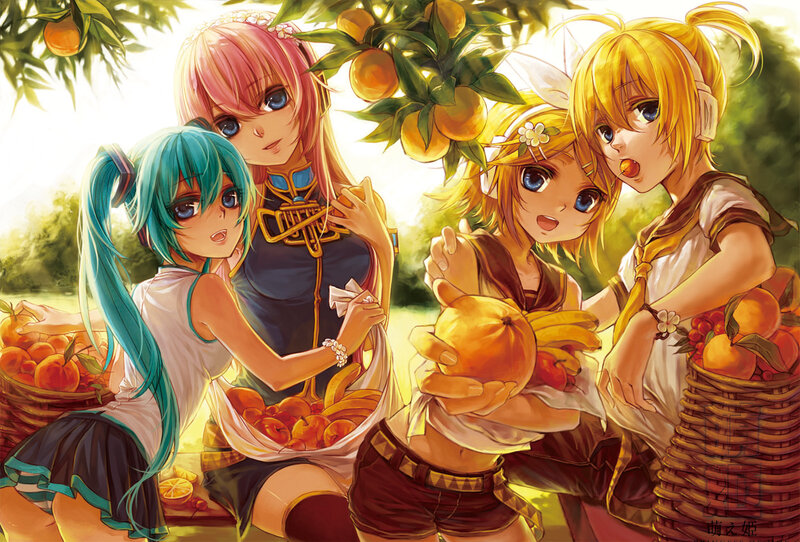 Four Girls in Orchard