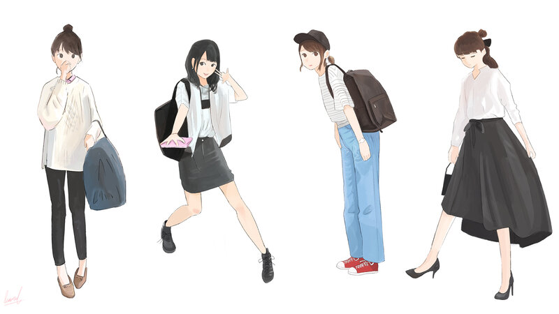 Four Girls in Outfits